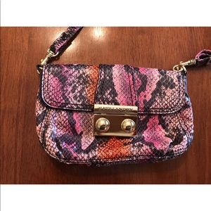 KATE LANDRY Snakeskin Crossbody Purse Pink Mini